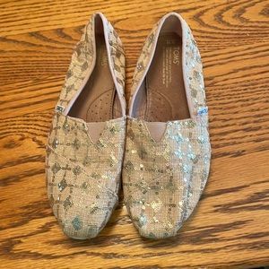 Sequined Tom’s, Light Apricot Size 10